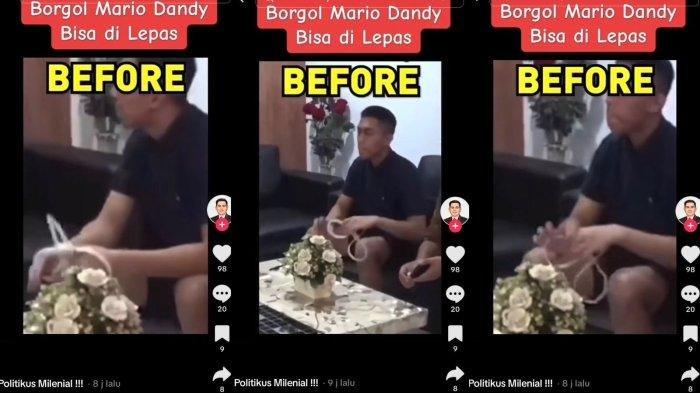 Mario Dandy melepas pasang sendiri borgol kabel ties di tangannya.