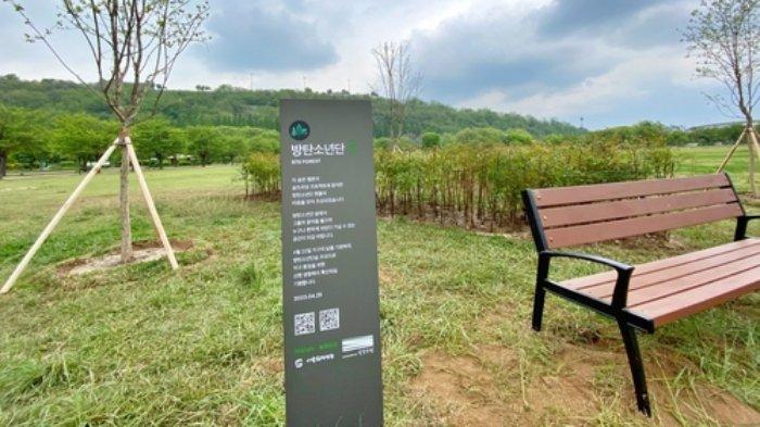 Foto tak bertanggal ini menunjukkan Hutan BTS yang dibuat di Taman Sungai Nanji Han di Seoul barat.