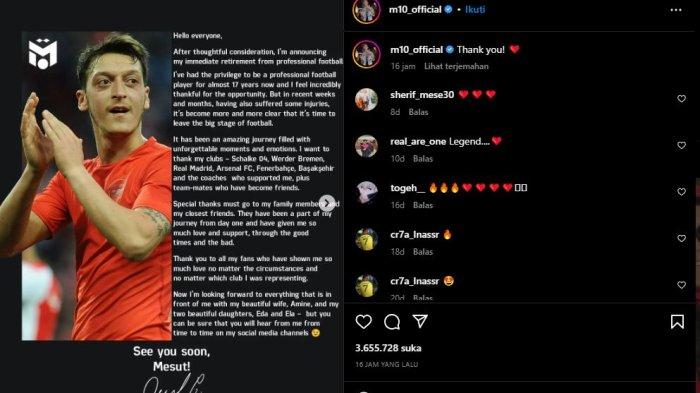 Mesut Ozil umumkan pensiun di media sosial miliknya