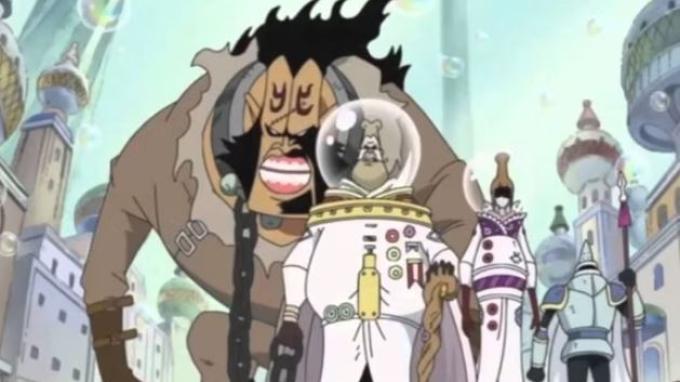 Naga Langit berjalan di jalan di One Piece