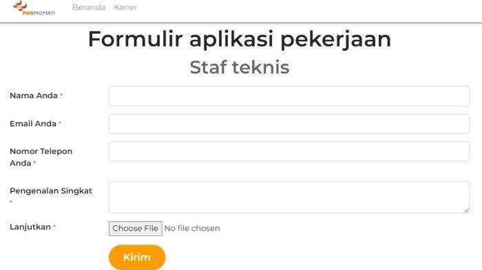PT Pos Properti Indonesia membuka lowongan kerja dengan posisi drafter, staf teknik, dan staf pointlab atau supervisor unit bisnis. Berikut cara daftar dan kualifikasi tiap posisi lowongan kerja yang dibuka oleh PT Pos Properti Indonesia.