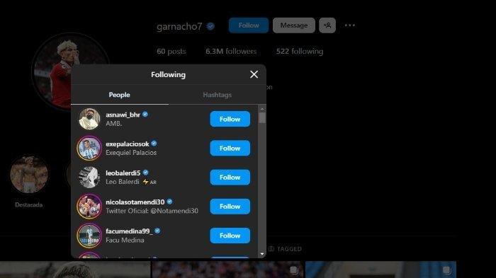 Pemain Timnas Argentina, Alejandro Garnacho, mengikuti akun Instagram bek Timnas Indonesia, Asnawi Mangkualam. Keduanya terlibat dalam ajang FIFA Matchday di Stadion Utama Gelora Bung Karno (GBK), Senin (19/6/2023) malam WIB.