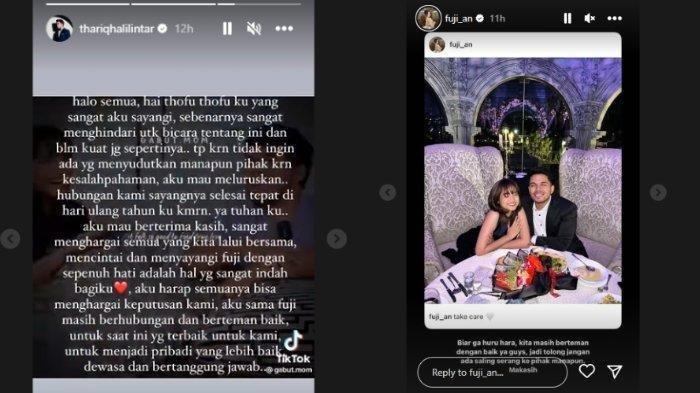 Pengumuman putusnya hubungan antara Thariq Halilintar dan Fuji di akun instagram Thoriq.