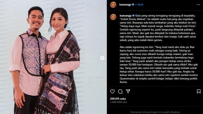 Postingan Kaesang Pangarep untuk Erina Gudono