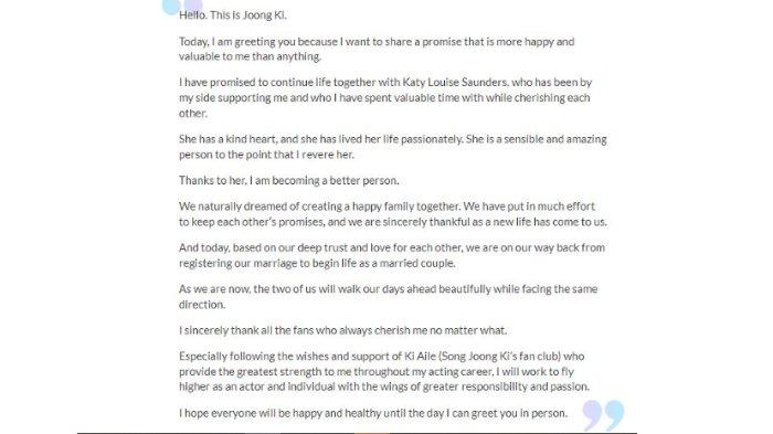 Pernyataan Song Joong Ki