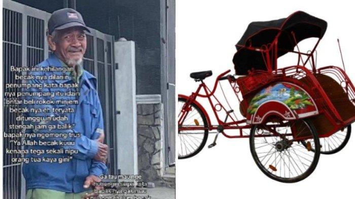 ASTAGFIRULLAH, kakek penarik becak di Medan jadi korban penipuan, becaknya dipinjam penumpang beli rokok tapi tak kunjung kembali.