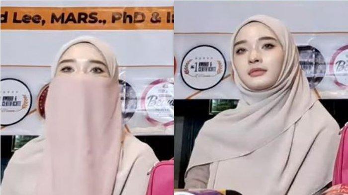 Kolase Inara Rusli saat melepas cadar secara langsung