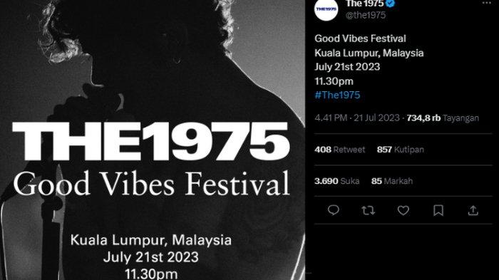 Tangkap layar poster penampilan The 1975 di Good Vibes Malaysia 2023