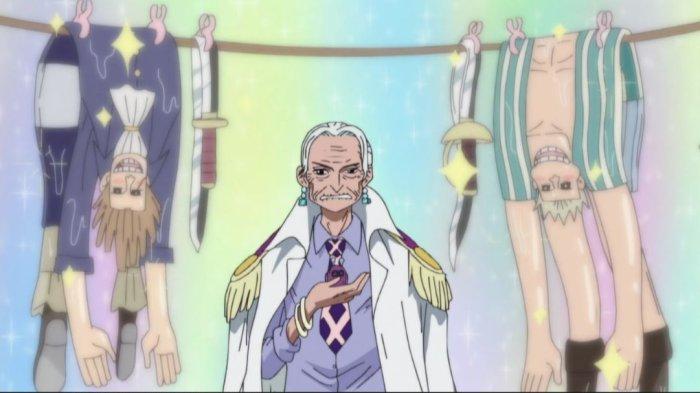 Wakil Laksamana Laut Tsuru menggunakan Buah Iblis Cuci-cucinya di One Piece