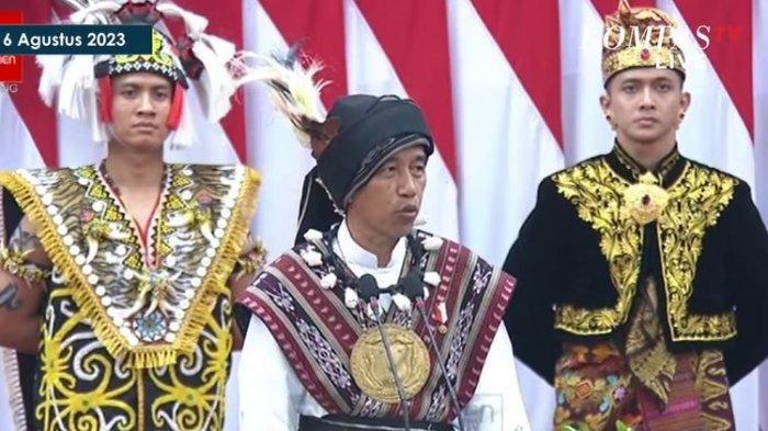 Presiden Joko Widodo menyampaikan pidato kenegaraan dalam Sidang Tahunan MPR dan Sidang Bersama DPR-DPR tahun 2023, Rabu (16/8/2023).