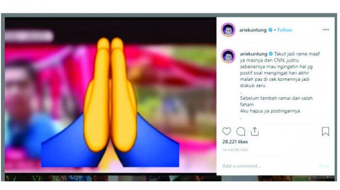 Arie Untung meminta maaf atas postingan