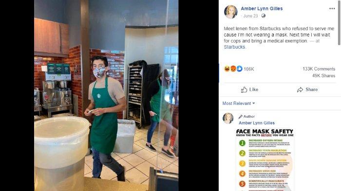Barista di AS yang tolak pelanggan yang tak gunakan masker. 2