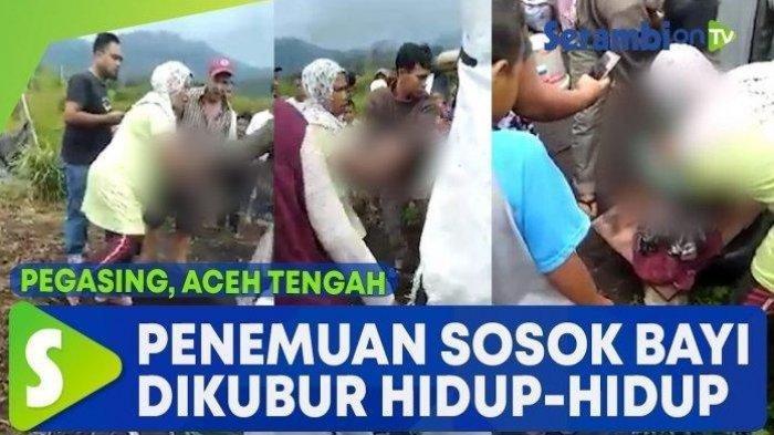 Sebuah video memperlihatkan seorang bayi dikubur hidup-hidup viral di media sosial. Kejadian ini terjadi di Dusun Lukup Badak, Kampung Simpang Kelaping, Pegasing, Aceh Tengah, Senin (31/8/2020).