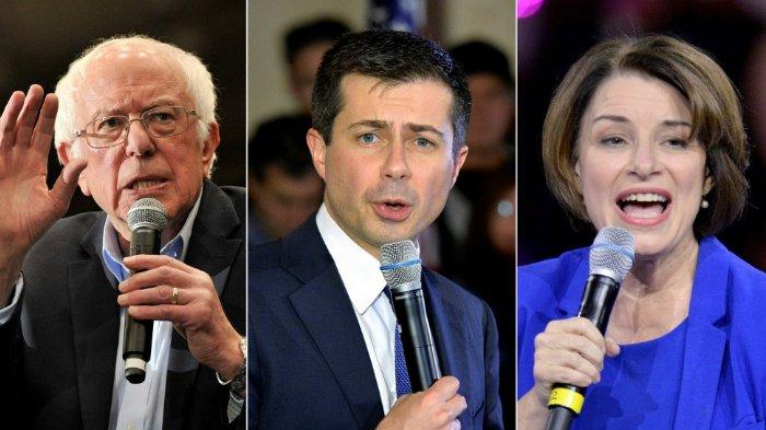 Bernie Sanders Pete Buttigieg dan Amy Klobuchar