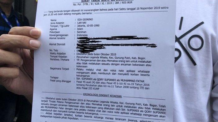 Bukti laporan Eza Gionino