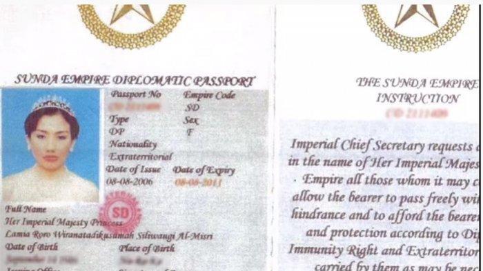 Identitas Lamia Roro dalam paspor diplomatik Sunda Democratic Empire 1