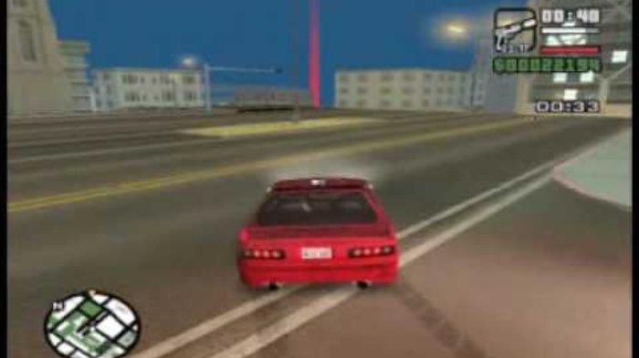 Ilustrasi permainan menyetir mobil dalam gim GTA