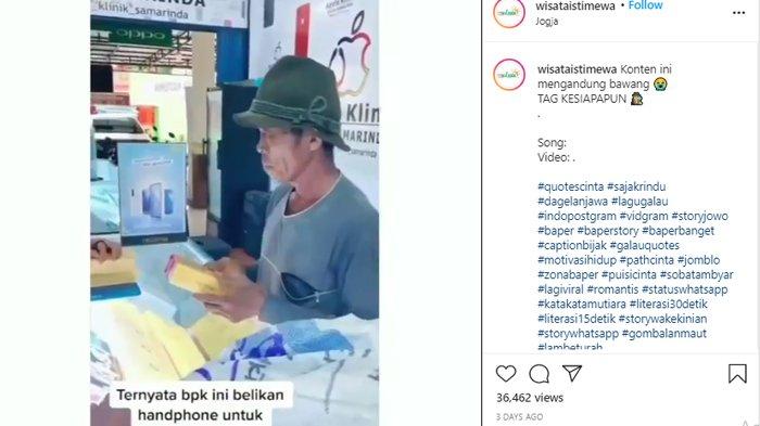 kakek beli handphone pakai uang receh