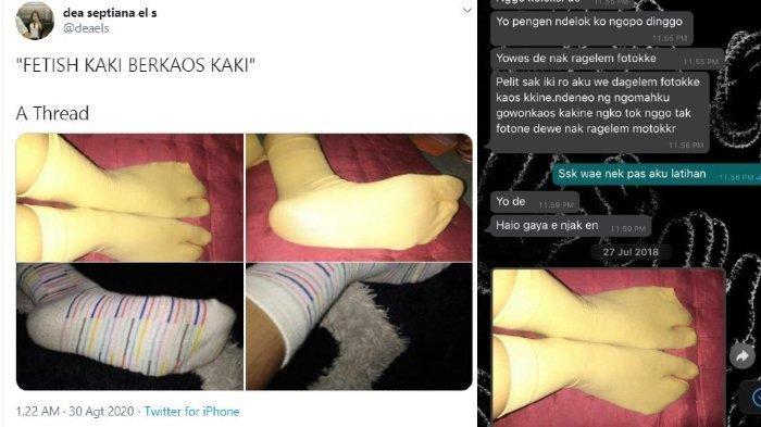 Media sosial tanah air, Senin (31/8/2020) digemparkan dengan sebuah pengungkapan korban fetish. Kasus ini muncul setelah pengguna Twitter @deaels mengungkapkan bahwa ia korban fetish kaus kaki