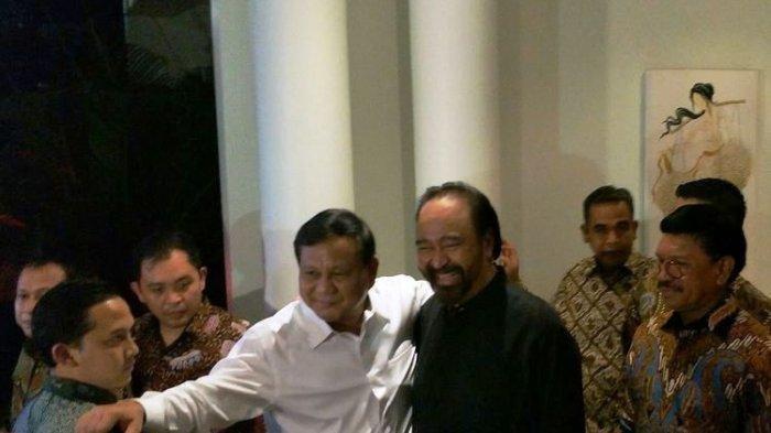 Ketua Umum Gerindra Prabowo Subianto menemui Ketua Umum NasDem Surya Paloh