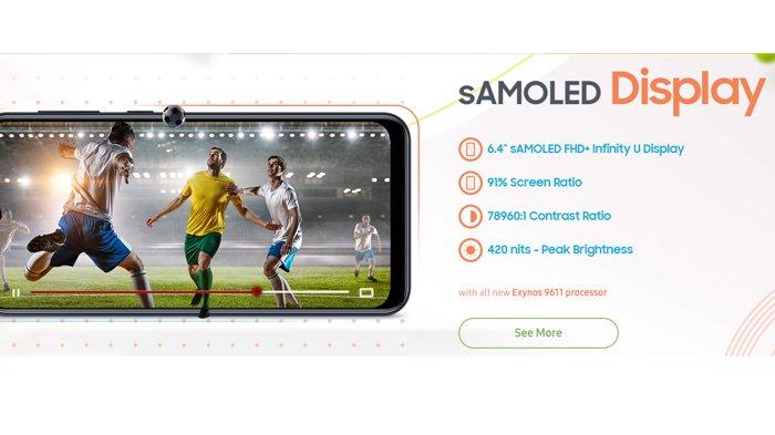 Layar Samsung Galaxy M31