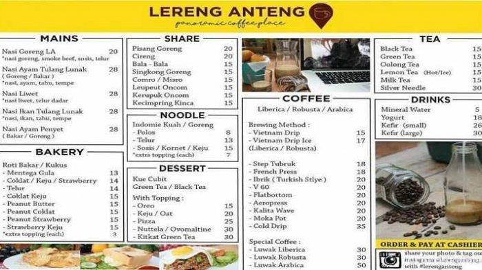 Lereng Anteng Panoramic Coffee Menu