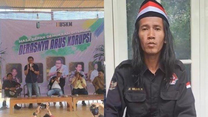 Waluyo Wasis (35) diduga melempari Rocky Gerung dengan botol saat acara diskusi di Sleman, Yogyakarta.