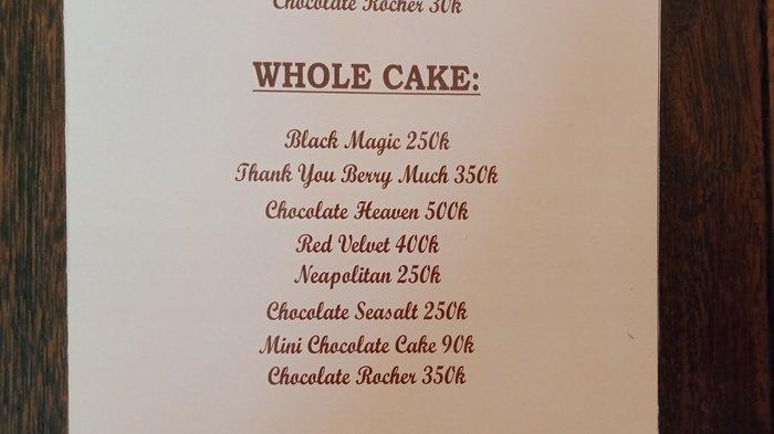 Menu cake di Warung Orange