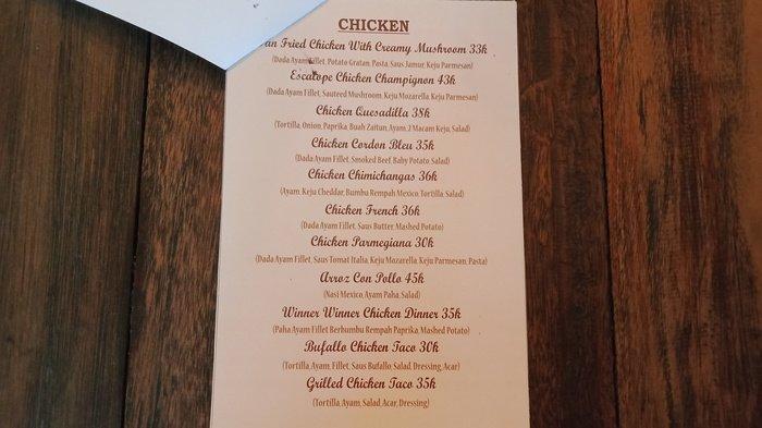 Menu chicken di Warung Orange