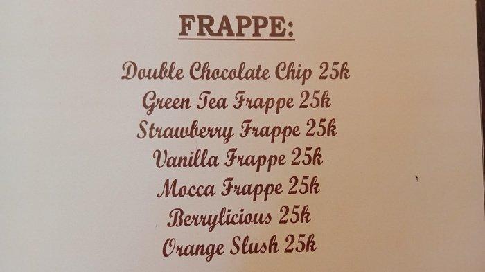 Menu FRAPPE di Warung Orange