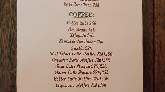 Menu kopi di Warung Orange