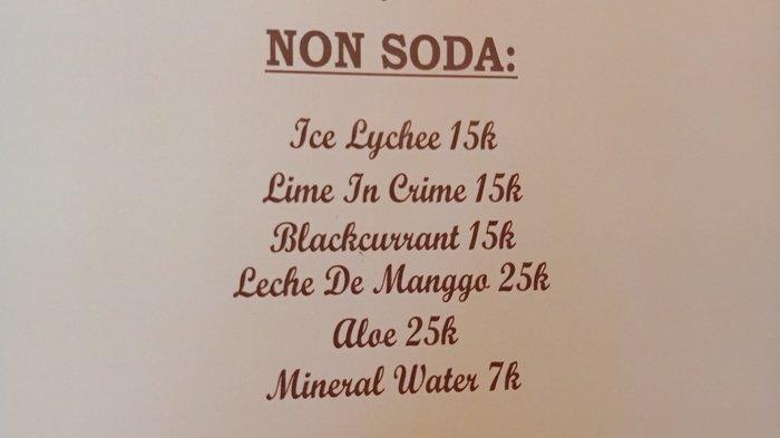 Menu NON Soda di Warung Orange
