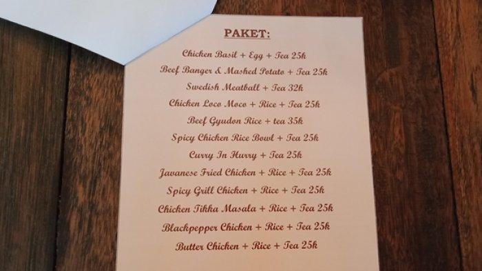 Menu Paket di Warung Orange (TRIBUNNEWSWIKI.COM/Dinar)