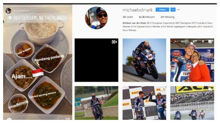 Michael van der Mark mengunggah foto makanan Indonesia di Story Instagram