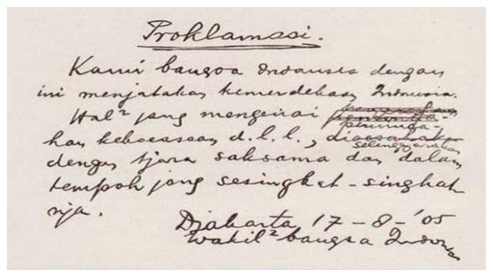Naskah Proklamasi asli