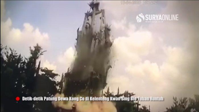 patung Dewa Kong Co Kwan Sing Tee Koen runtuh