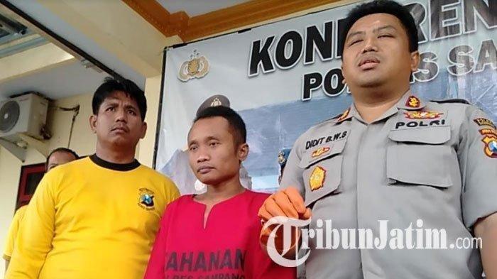 Pelaku saat diinterogasi oleh Kapolres Sampang, AKBP Bambang Budi Wibowo