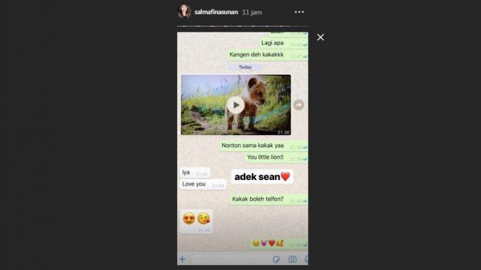 Salmafina Sunan memperlihatkan isi chat dengan sang adik, Sean