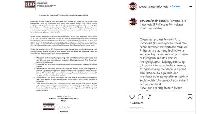 Tanggapan Pewarta Foto Indonesia (PFI) terkait pernyataan Anji.