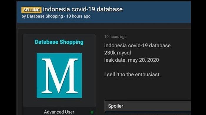 Tangkapan layar akun Database Shopping di situs Raid Forums