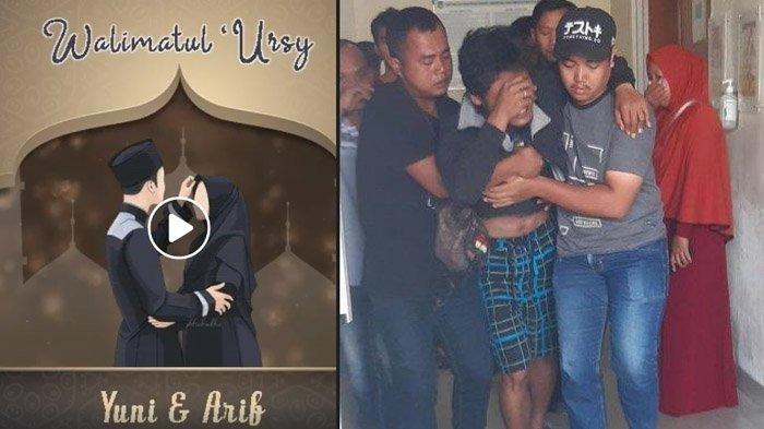 Undangan pernikahan wanita Magetan yang meninggal dunia dan foto tunangannya menangis.