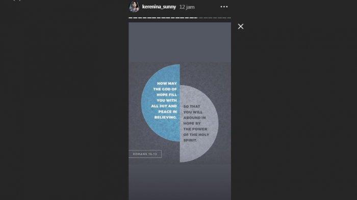 Unggahan Kerenina Sunny, adik Steve Emmanuel berupa kutipan ayat suci