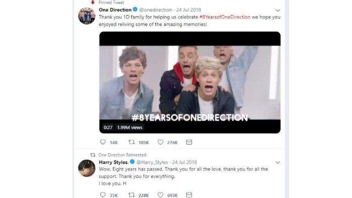 Unggahan terakhir twitter One Direction
