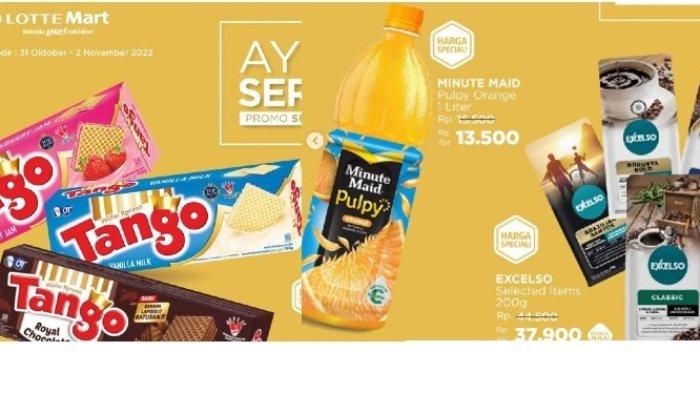 Promo Lottemart 1-3 November Turun Harga Wafer Tango, Kopi Exelco, Pulpy, Kentang dll