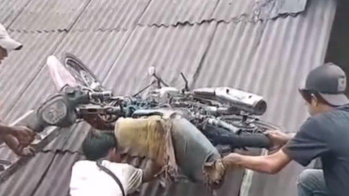 Motor Tukang Galon Nyangkut di Atas Genting Rumah Warga di Jagakarsa, Begini Kronologisnya