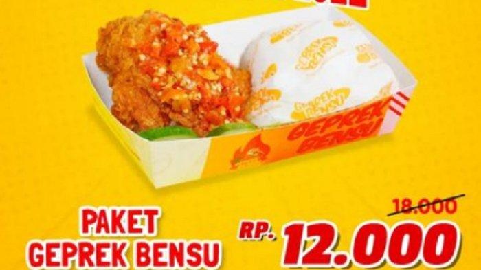 Promo Makanan Cocok Buat Makan Siang, Paket Geprek Bensu Cuma Rp12 Ribu