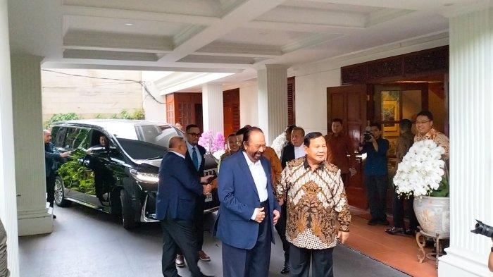 Jadi Lawan Politik di Pilpres 2024, Surya Paloh Disambut Hangat Prabowo Sesaat Tiba di Kertanegara
