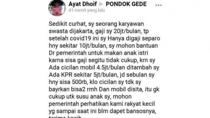 Keluhan Gaji Rp 20 juta yang kena potong jadi Rp 10 juta karena pandemi corona, terus jadi miskin.
