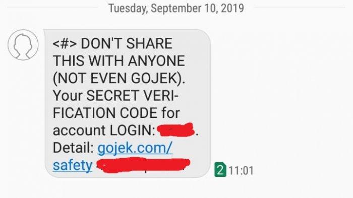 Sms verifikasi Gojek
