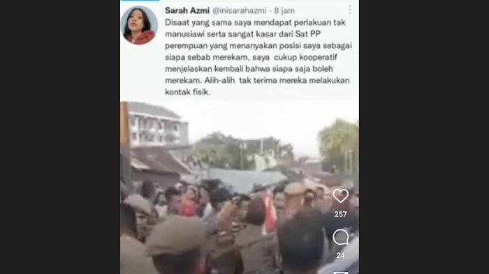 Kekerasaan Fisik Dialami Seorang Wanita Dari Anggota Satpol PP Saat Merekam Penertiban Pedagang
